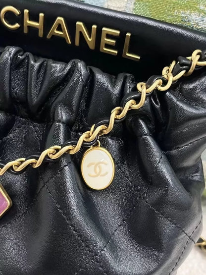 Chanel 23P gemstone chain black lucky bag