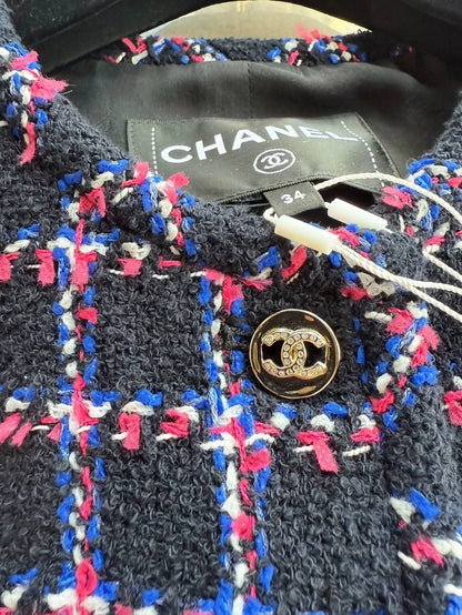 Chanel 24p pink and blue tweed vest