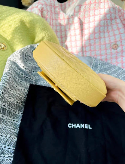 Chanel 23 Yellow Lychee Leather Hula Hoop Clutch