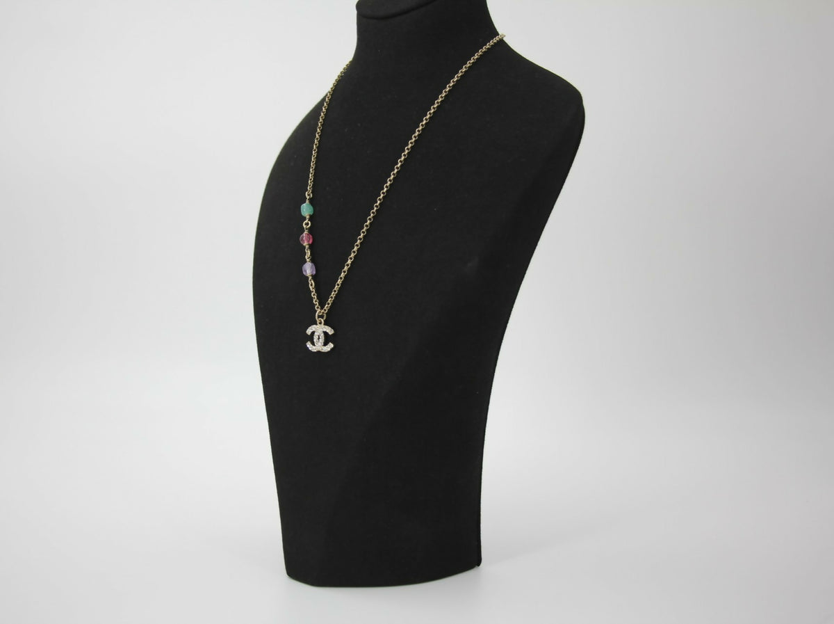 Chanel C20C Rhinestone limitation Pearl Purple Pink Blue Adjustable Necklace