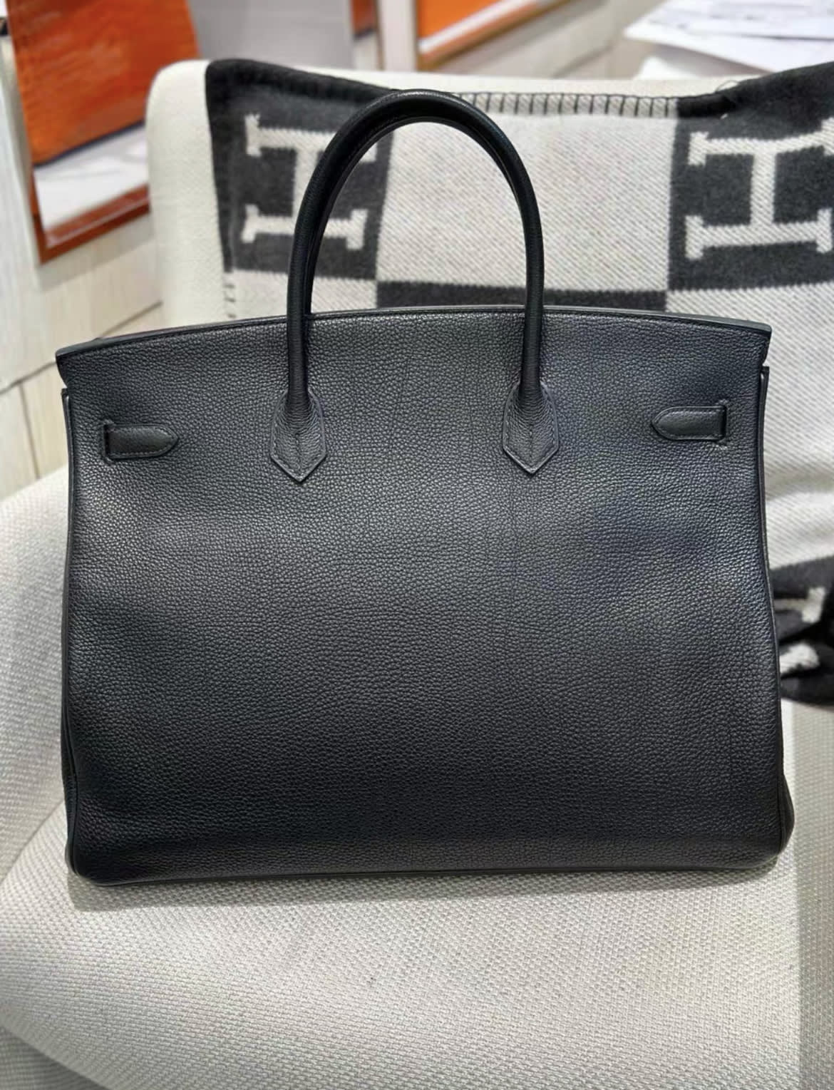 Hermes birkin40 black Togo leather palladium hardware stamp N