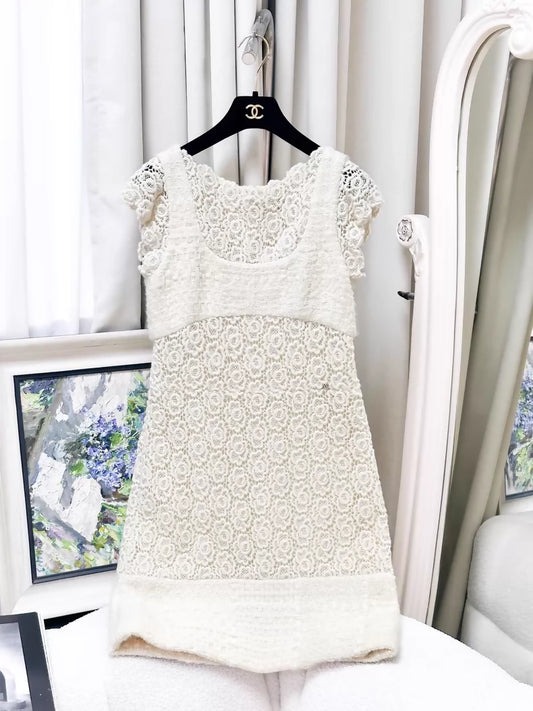 Chanel 15A off-white camellia dress
