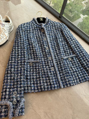 Chanel 20p blue tweed jacket