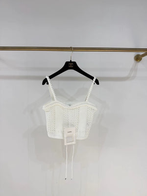 Chanel 26C White Openwork Knit Top