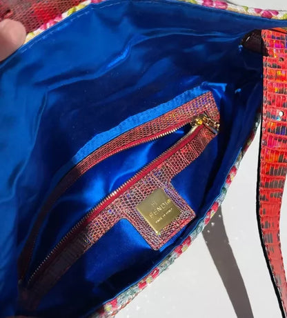 Fendi 2016 Rare Embellished Mixed Media Baguette Bag