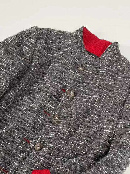 Chanel 24A Red and Grey Coat