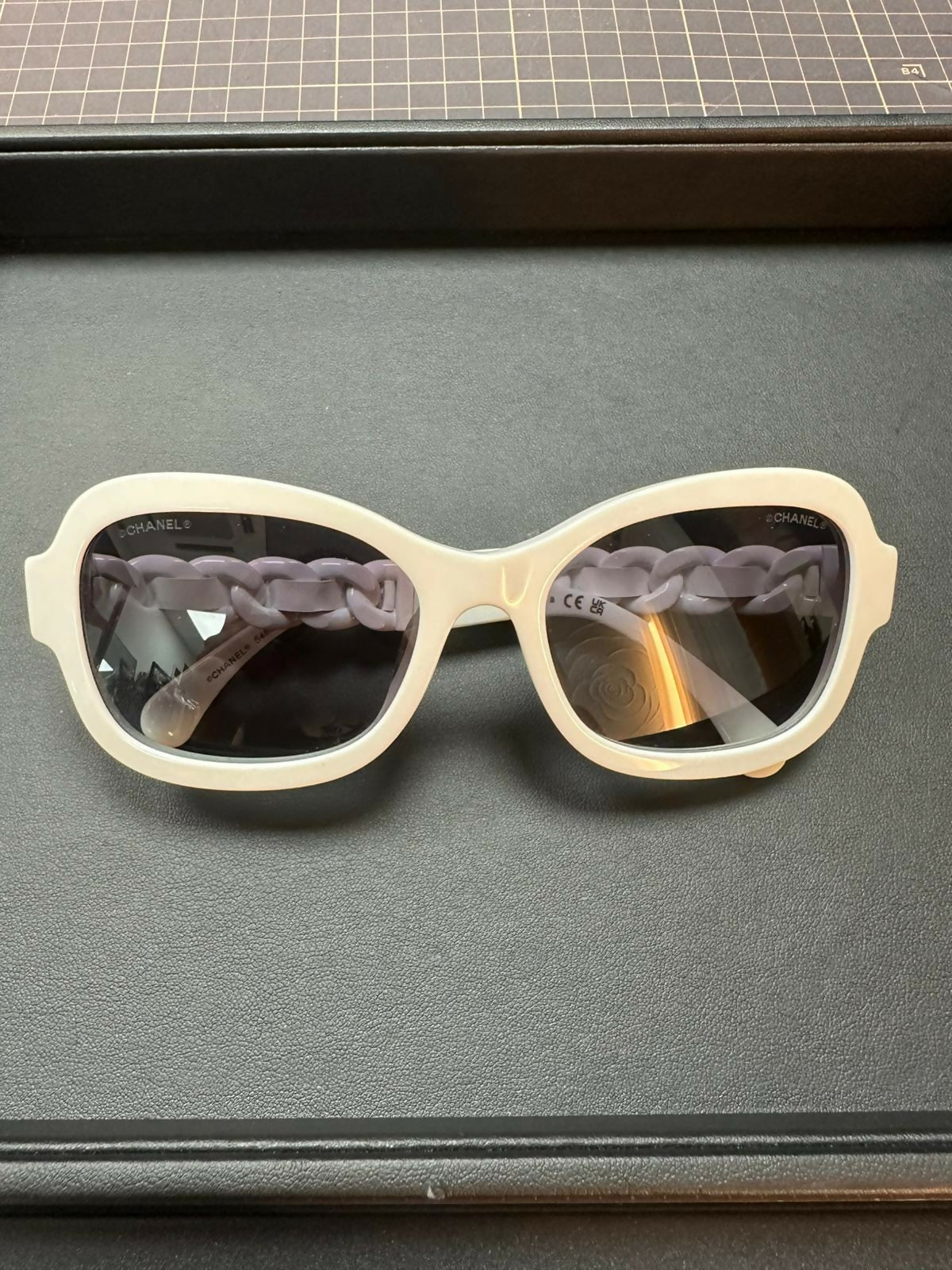 Chanel 2022 Resin All-white Frame Twisted Sunglasses