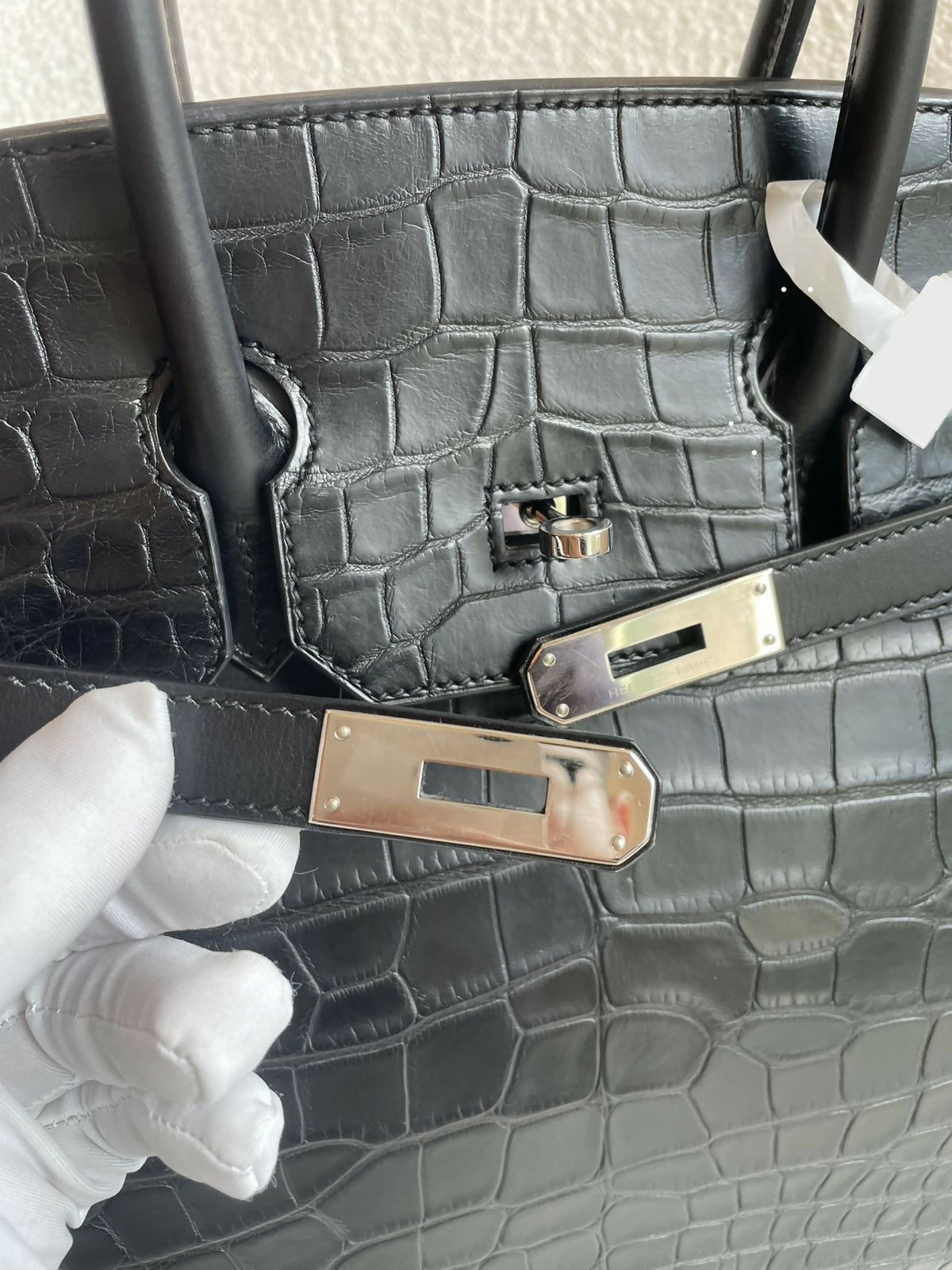 Hermès Birkin 35 Tri-Material Limited Edition Noir / Black Matte Alligator Veau Box & Togo Leather with Palladium Hardware Square R Stamp