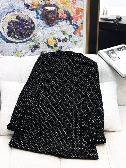 Chanel 23K black tweed long coat