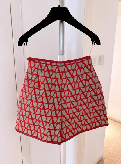 Valentino red V-label high-waisted shorts