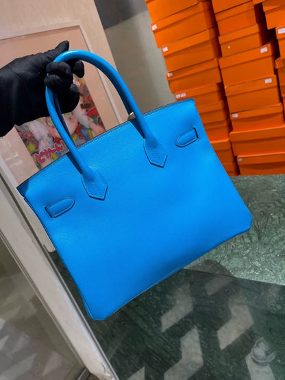 Hermes Birkin 30 B3 Blue Zanzibar Epsom Leather gold hardware