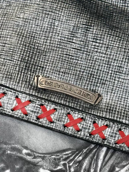 Chrome Hearts silver and red cross clutch