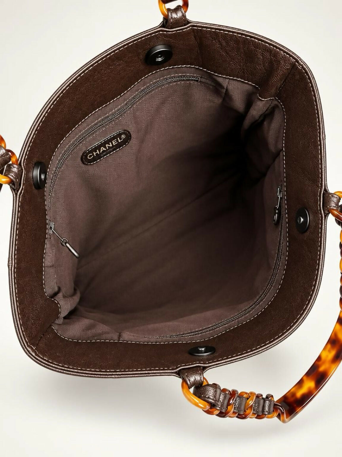 Vintage Chanel Brown Caviar Tortoise CC Timeless Tote Bag