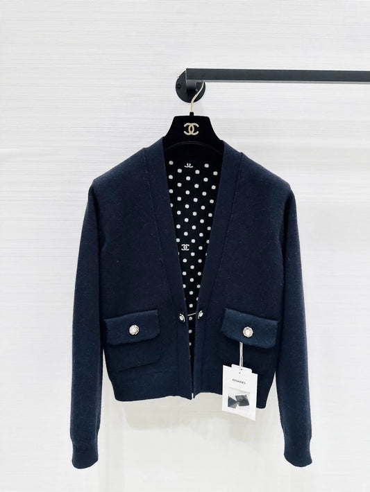 Chanel 24P black cashmere cardigan