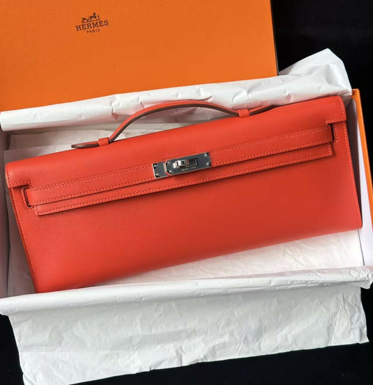 Hermès Kelly Cut Capucine / Feu Swift with Palladium Hardware