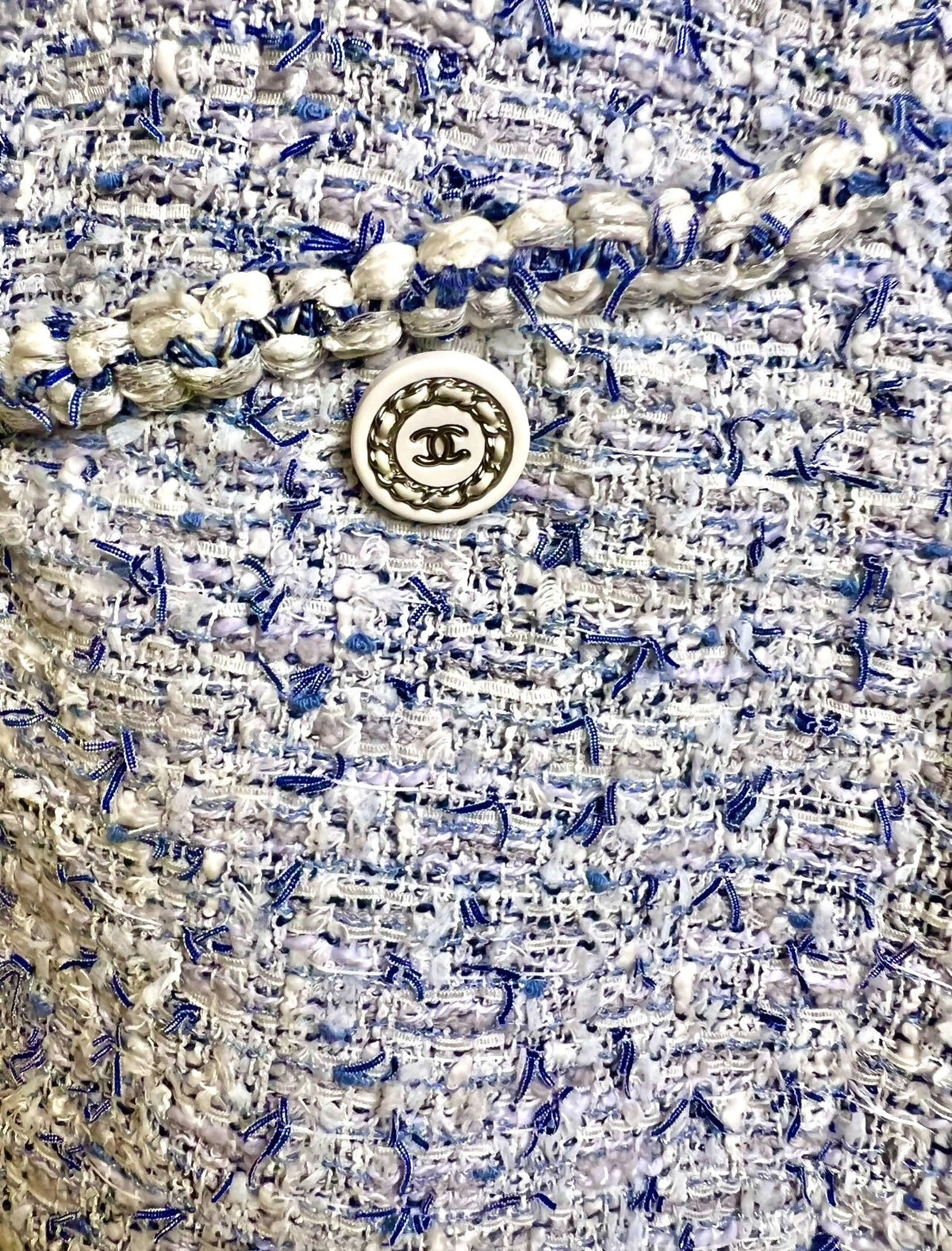 Chanel 19C La Pausa Baby Blue Tweed Jacket Coat FR 44