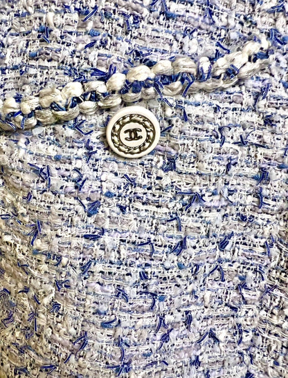 Chanel 19C La Pausa Baby Blue Tweed Jacket Coat FR 44
