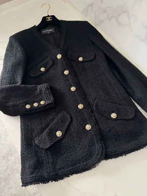 Chanel 20A Black Tweed Four-Pocket Jacket