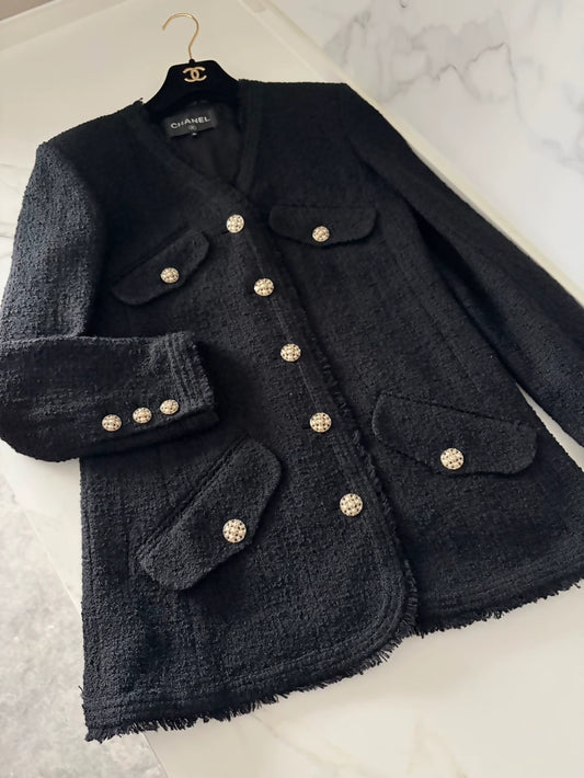 Chanel 20A Black Tweed Four-Pocket Jacket