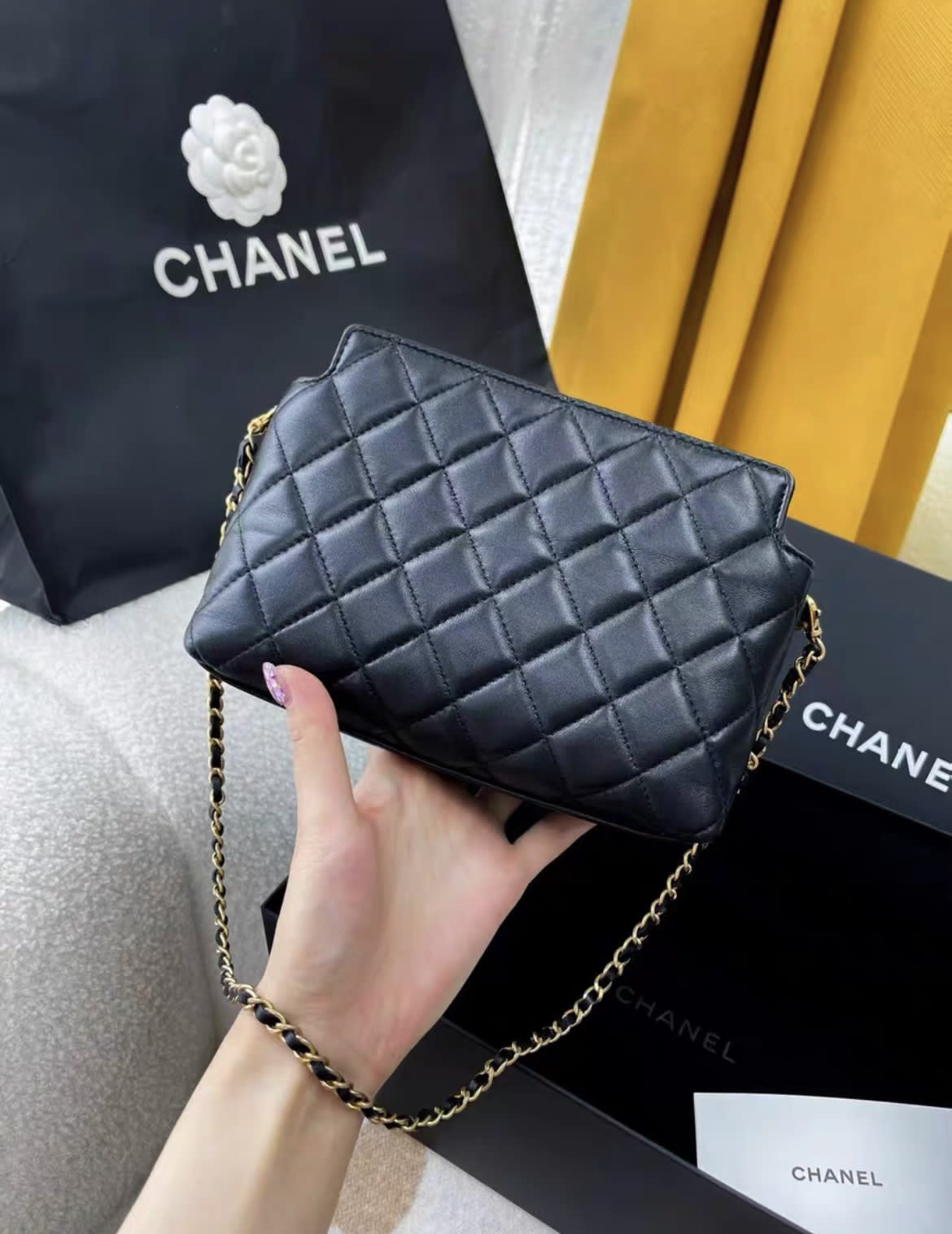Chanel 23A Black and Gold Lion Emblem Chain Bag – Wararni.com