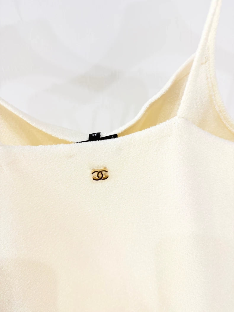 Chanel 26A pale yellow tweed dress