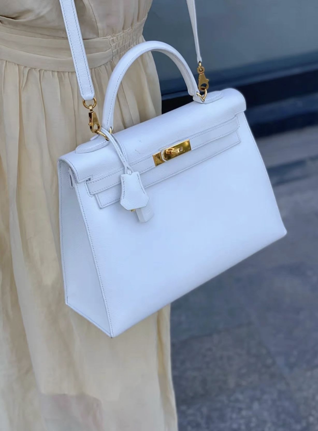 Hermes Kelly32 Pure White 01 Gold epsom leather Q engraved