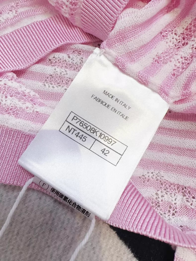 Chanel 24C pink striped knit top