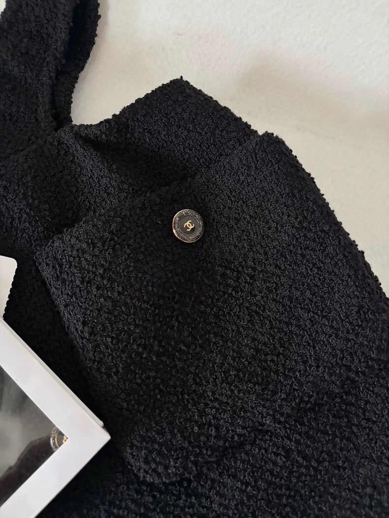 Chanel 22S Black Tweed Skirt