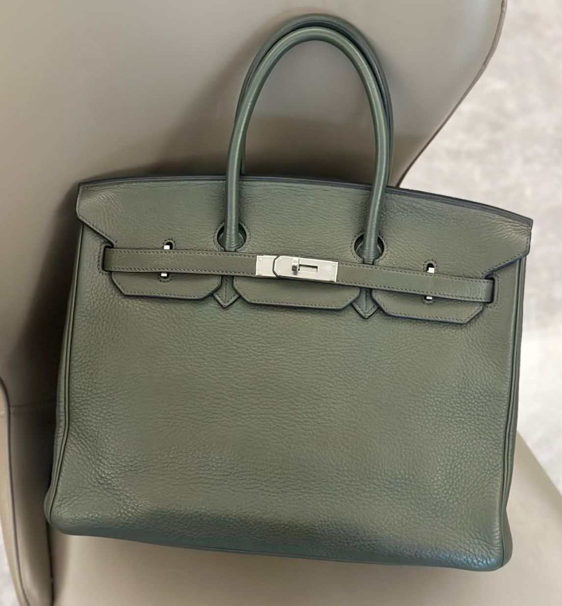 Hermes Birkin 35 Olive Togo leather palladium hardware