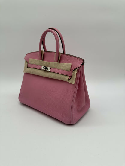 Hermes Preloved Like New Birkin 25 Bubblegum PHW Stamp [N]
