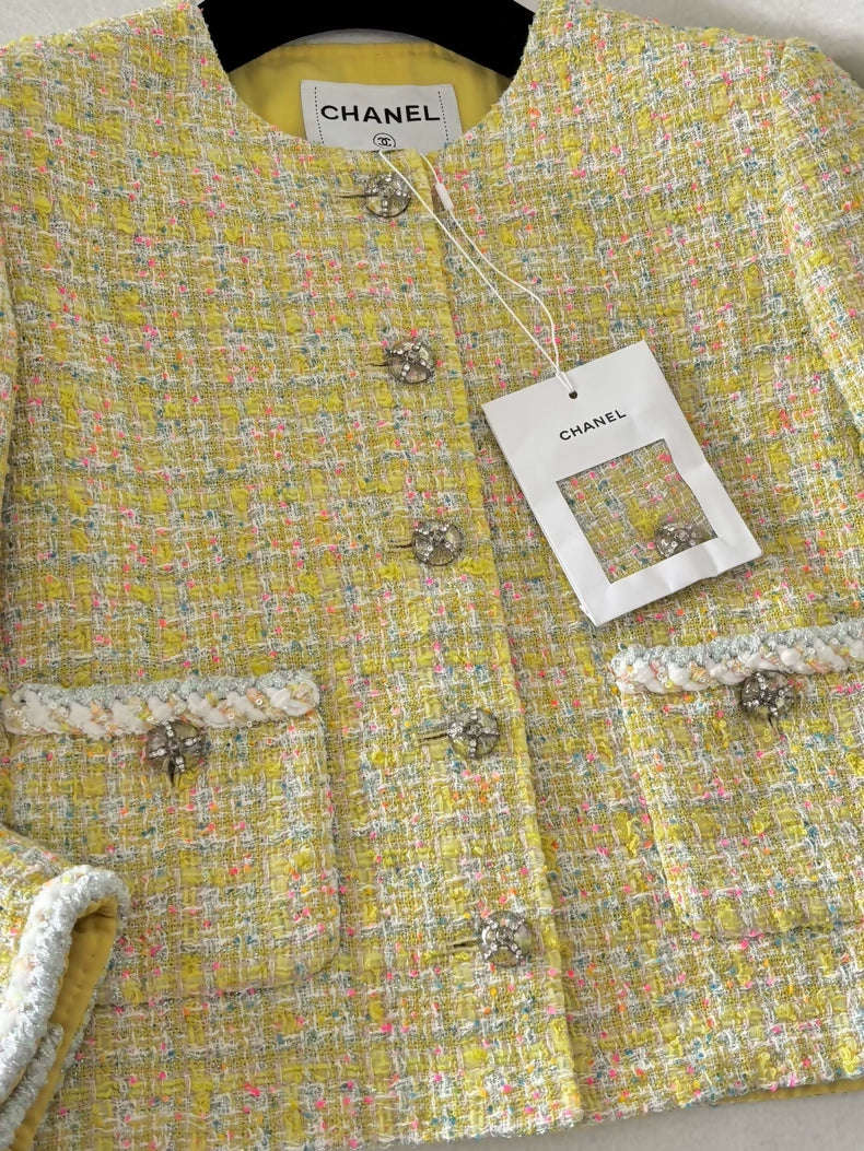Chanel 24C Lemon Yellow Tweed Jacket