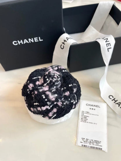 Chanel 25B Tweed Camellia Brooch