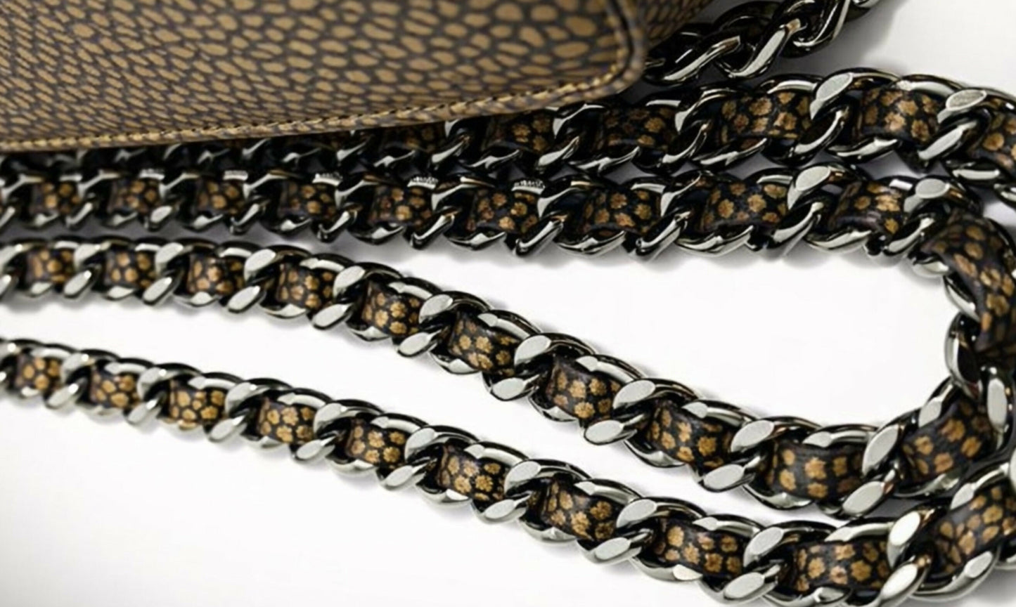 Chanel Caviar Bronze Metallic Double CC Wallet on Chain WOC