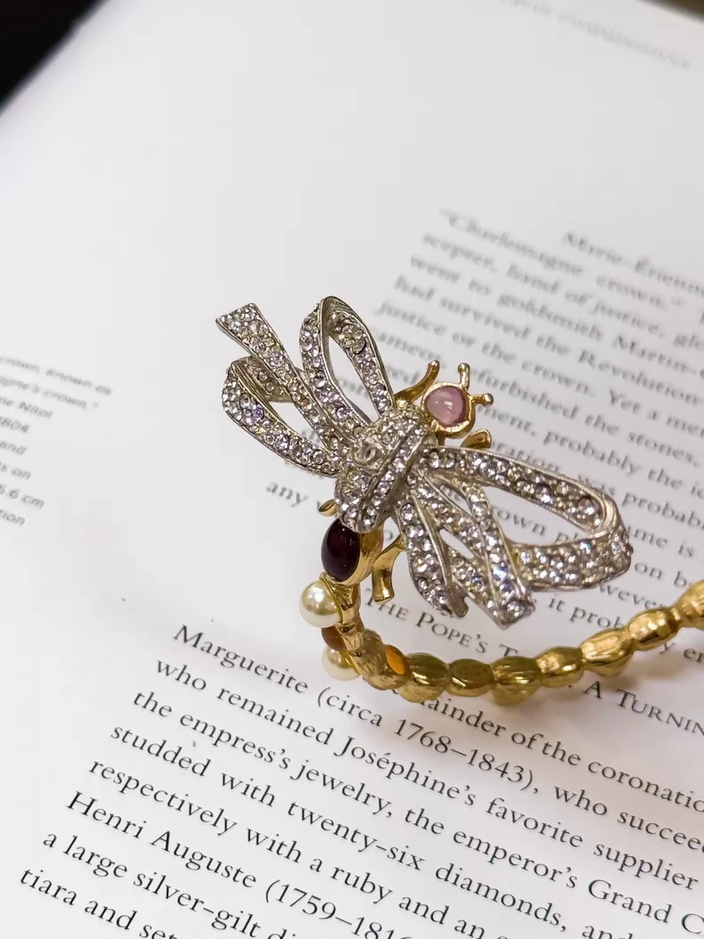 Chanel 16B Glass Dragonfly Open Bangle