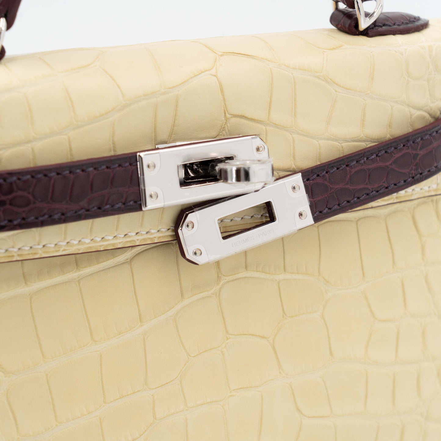 Hermes Mini Kelly 20 Rouge Sellier Vanille Matte Alligator Palladium hardware