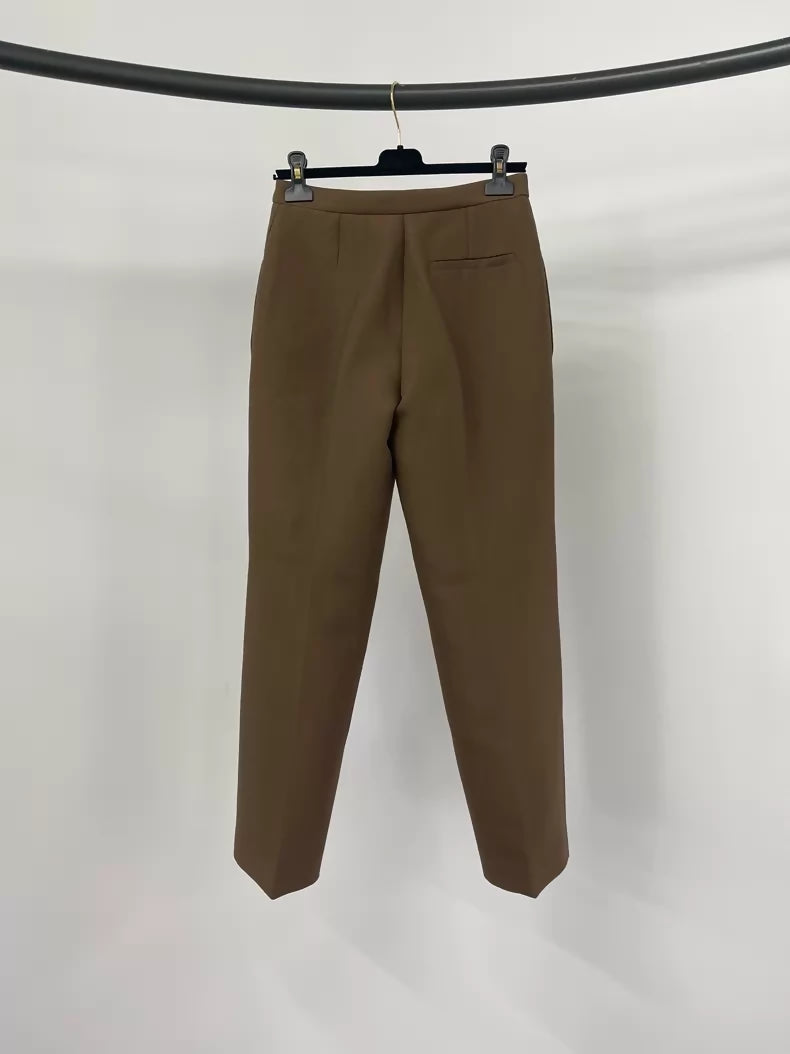 The Row Brown straight-leg dress trousers