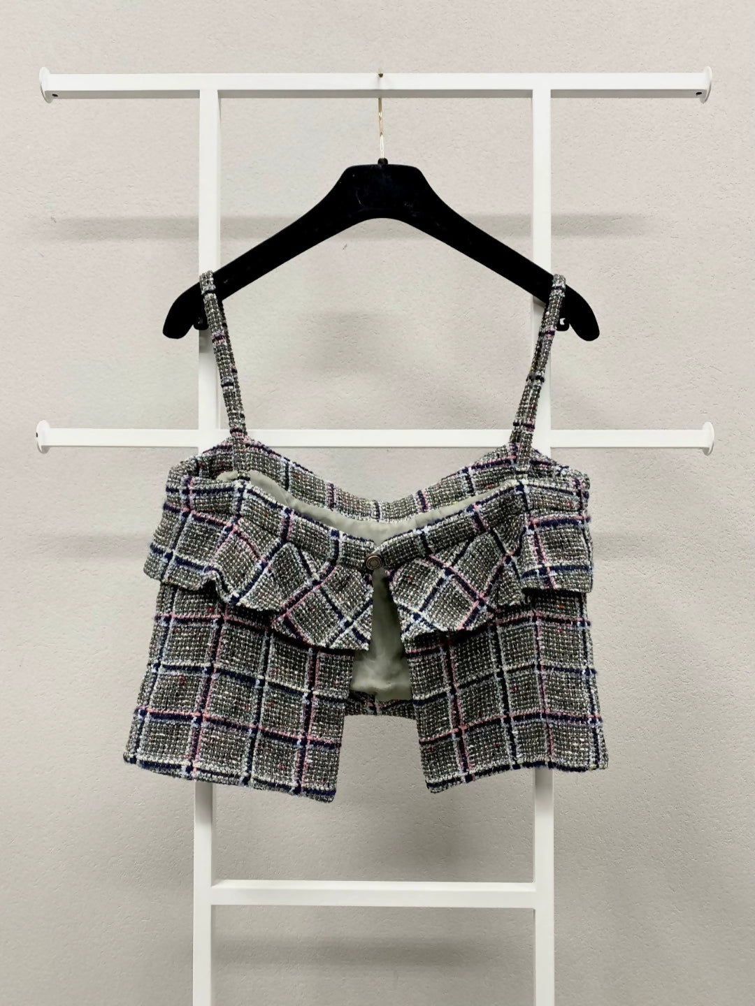 Chanel black bow check top