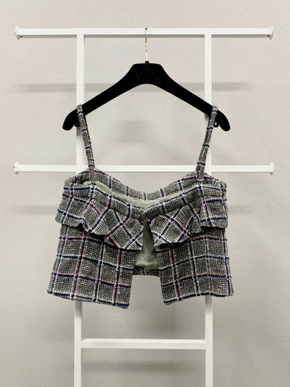 Chanel black bow check top