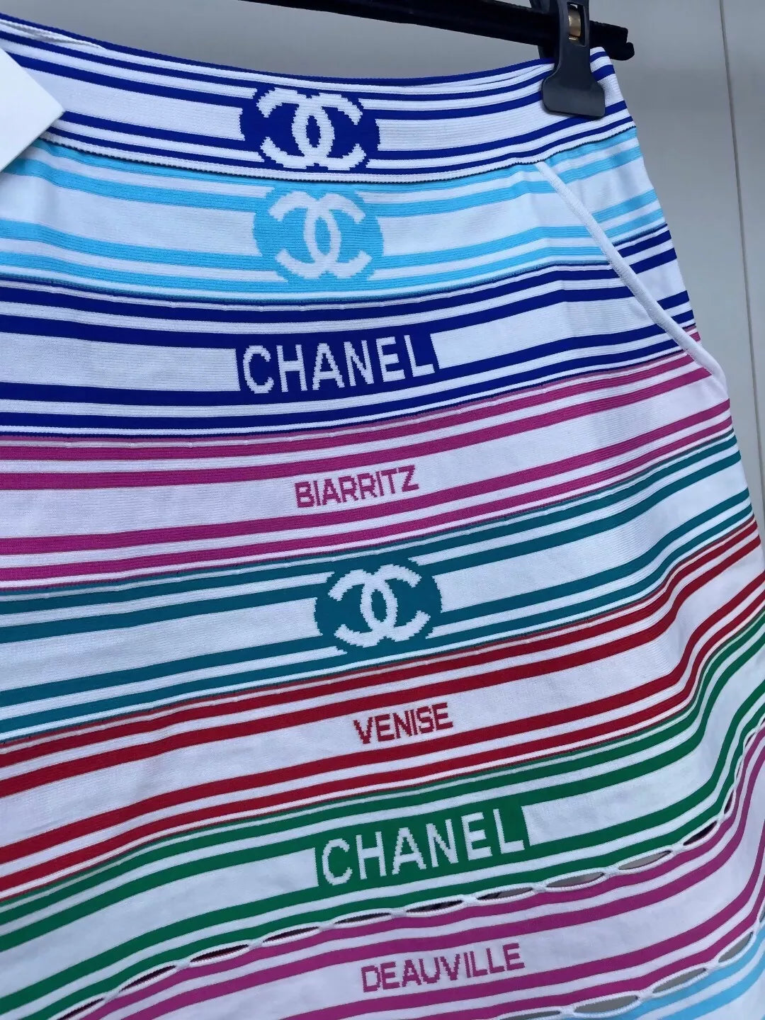Chanel 19P rainbow striped skir