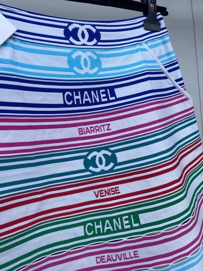 Chanel 19P rainbow striped skir