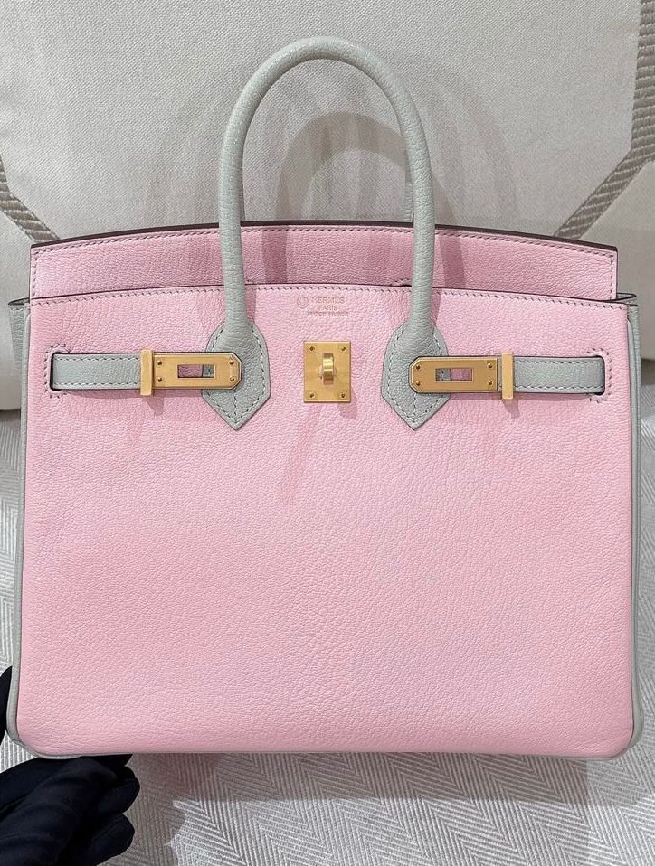 Hermes Birkin 25 25 Sakura x Gris Perle Chevre mysore brushed gold hardware