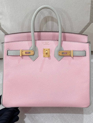 Hermes Birkin 25 25 Sakura x Gris Perle Chevre mysore brushed gold hardware