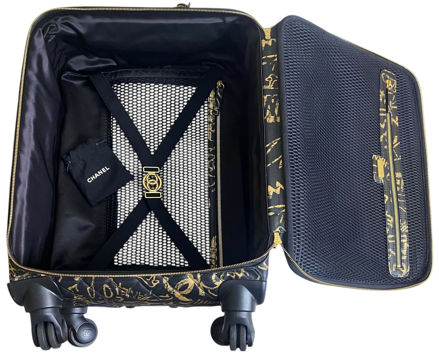 Rare Chanel 19A Paris New York Egypt Graffiti Trolley Travel Bag Carry On Luggage