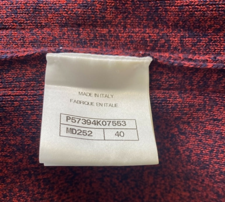 Chanel 2019 Burgundy Navy Wool Cashmere Tweed Trim CC Buttons Dress FR 40