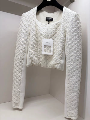 Chanel 21N ecru white Embroidered Lambswool Jacket