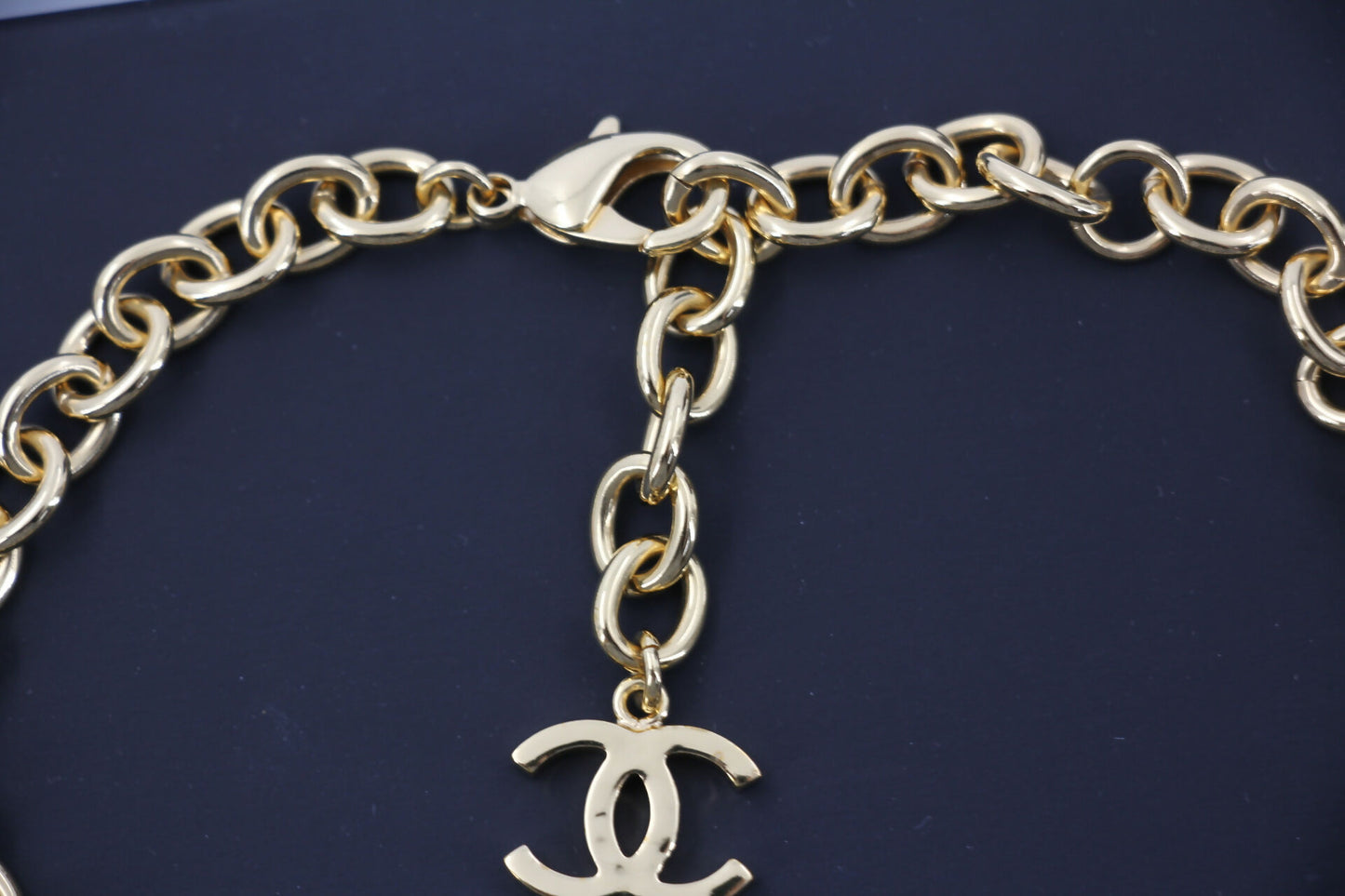 Chanel B23C Metal Black and Pink Heart-Shaped Pendant Gold Chain Necklace