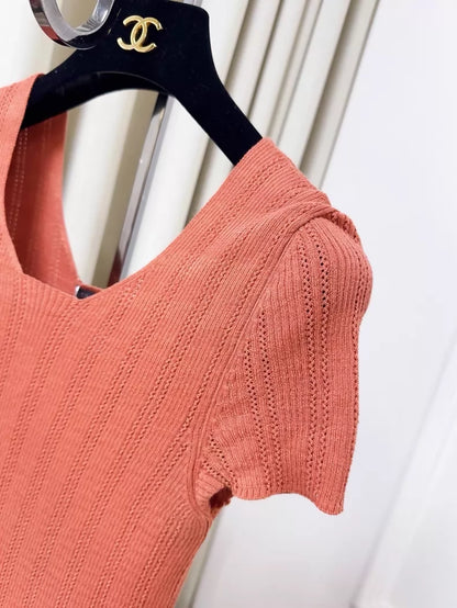 Chanel orange knit top
