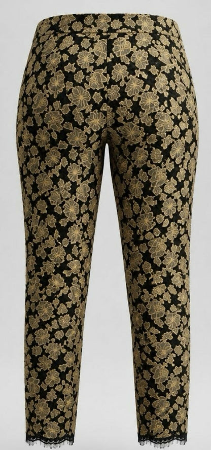 Chanel 16A Paris Rome Caramel Black Lace Dress Pants Trouser FR 44