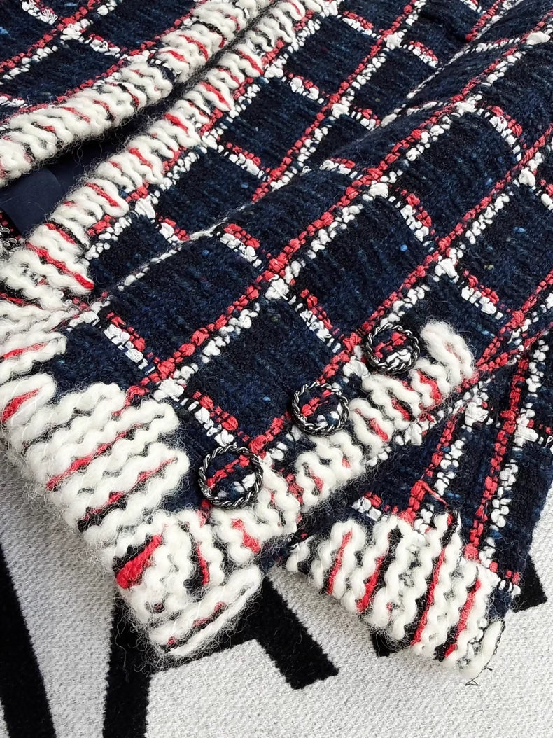 Chanel 19K Red and Blue Tweed Jacket