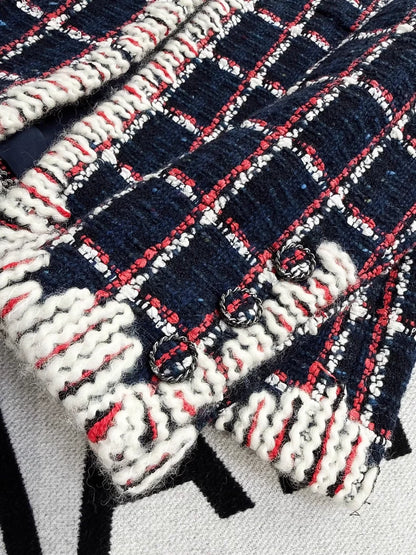 Chanel 19K Red and Blue Tweed Jacket
